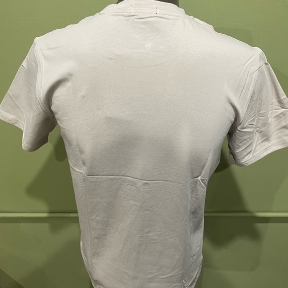 Men's Beige Graphic T-Shirt crewneck rhinestones modern fit - Picture 2 of 4